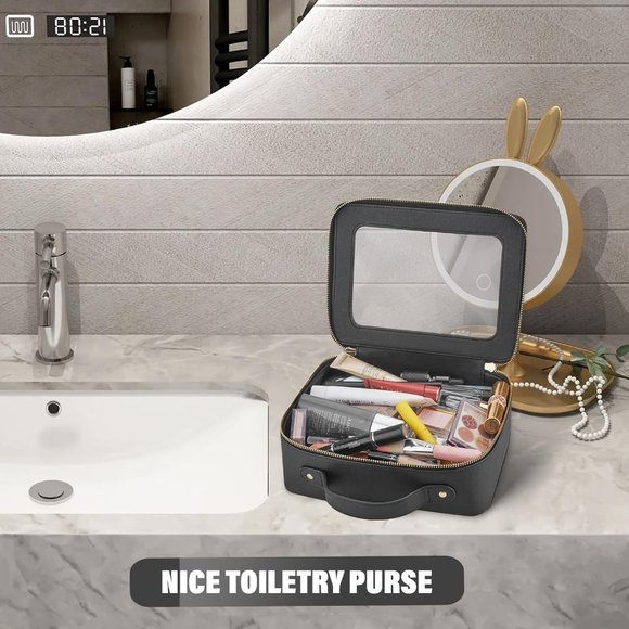 Women Clear Toiletry Travel Organizer Cosmetic Bag with Handle Portable - Picture 5 of 6